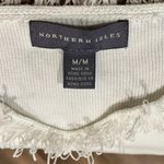 Northern Isles White Loop Fringe Thick Knit Long Sleeve Sweater Photo 9