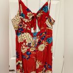 BANJUL Red Floral Cut Out Sleeveless Maxi Dress Photo 10