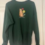 Hanes Be kind to all kinds embroidered crewneck forest green unisex size large Photo 0