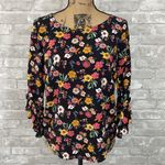Everly  Black Floral Bell Sleeve Top Photo 1