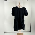 ZARA black short puff sleeve 100% cotton short sleeve dress size medium Photo 12