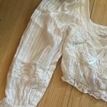 Rebellion Boho 3/4 Sleeve Lace Detailed Crop Top Photo 2