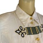 CASUAL CORNER VINTAGE 1990'S WHITE COTTON BUTTON DOWN W/GREEN, BLUE & GOLD (6) Green Photo 5