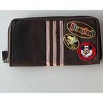 Disney Vintage Disneyland Brown Pink Tinker Bell Mickey Mouse Wallet Limited Edition Photo 1