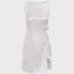 RIHOAS The White Boat Neck Bowknot Satin Mini Dress S Photo 5