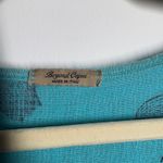 Beyond Capri Dress Women L Blue Black Floral Linen Lagenlook Coastal Vacation Size L Photo 2