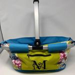 Evergreen Enterprises Collapsible Market Basket Blue‎ Green Pink Butterflies Photo 0