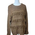 MOUSSY Brown Fringe Boho Slouchy Oversized Sweater One Size Chunky Cozy Hippie Size M Photo 3