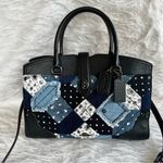 Coach Mercer Bag Satchel 30 in Canyon Quilt Denim Blue Black Shoulder Photo 2