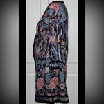 Peruvian Connection Jacquard Floral 3/4 Sleeve Open Front Cardigan Size Medium Black Photo 1
