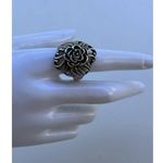 Vintaghe 925 Sterling Silver Carved Rose Flower Ring size 10 Signed Stamped Photo 11