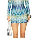 Missoni Long Sleeve Dress in Blue & Green 36 Womens Cover Up Tunic Top Photo 0