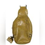 Crossbody Sling Slouch Bag Faux Leather Mustard Adjustable Guitar Strap 9.5x5.5 Tan Photo 8