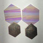 Hexagon Drop Earrings in Gold Tone and Pastel Purple Photo 1