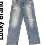Lucky Brand  Mid Rise Relaxed Straight Boy Fit Distressed Jeans size 14/32R Photo 1