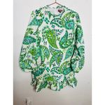 STAUD Green White Paisley Printed Three Quarter Sleeve Caroline Midi Dress sz 12 Photo 4