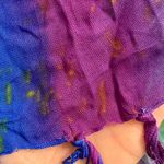 Multicolor Handmade Green & Purple Stripe Tassel Scarf Womens One Size Photo 6