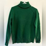 Jeanne pierre  Turtleneck Sweater Preppy Cotton Knit Dark Green Cozy Size S M Photo 1