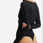 Everlane Womens The Long-Sleeve V-Neck Bodysuit Black Thong XS Photo 1
