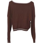 Love Tree Size Medium M Brown White Trim Cropped Sweater y2k Style Big Buttons Photo 1