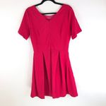 Single Womens Fit & Flare Mini Dress Pleated Skirt Short Sleeve Stretch Pink M Size M Photo 1