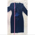 New SABIE Long Sleeve Navy Blue Knit Midi Dress Sheath Office Career‎ Medium Photo 8
