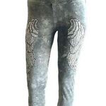 Paris Angel Black high waisted Leggings with Jeweled Wings gray size XL Photo 0