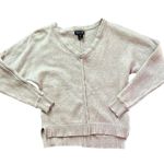 Rachel Zoe womens V Neck Sweater Beige Cafe Au Lait Exposed Seam Pullov… Photo 1