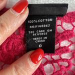 Torrid  Plus 0X Top Crochet Layering Cropped Scoop Neck Dark Pink Short Sleeve Photo 6