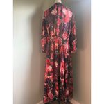 Torrid Floral Chiffon Mock Neck Midi Dress boho whimsi 3x Black Red Gold sheer Photo 3