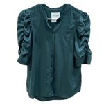Abercrombie & Fitch ✨ Ruched Sleeve Sz Small Emerald Green Women’s Top✨ Photo 2