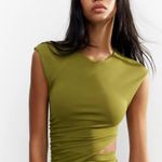 ZARA  midi  Olive Green Cutout Dress Casual wedding evening fitted bodycon Photo 8