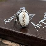 Vintage 1970s White Rhinestone Adjustable Boho Ring Stainless Steel Photo 11