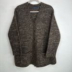 Karen Scott XL Boiled Wool Blend Cardigan Brown Marled Knit 90s Indie Grandpa Photo 5