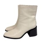 Sam Edelman Winnie Ankle Boots Ivory Cream Leather Square Toe Size 9.5 Photo 2