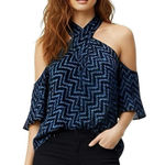 ALC Frank A.L.C Blouse Sz 0 Cold Shoulder Boho Silk Festival Coastal Cowgirl Retro Y2k Photo 0