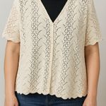 A Sweater Tale Cream Crochet Button Down Sweater XL Cotton V Photo 0