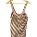 ZARA Knit Tank Top Sleeveless V-Neck Diamond Brown Pink Blouse Medium EUC Photo 7