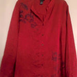 Maggie Barnes Maggie Barns red button down blouse textured fall 0x silky Photo 0
