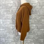 Boxy Brown Cropped Hoodie with ZYIA White Graphic Photo 2