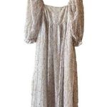 Storia  Floral Peasant Dress Size S Gray Boho Hippy Romantic Long Puff Sleeve Photo 0