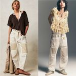 Free People  We the Free Moxie Pull On Barrel Jeans White Paint Splatter Size 27 Photo 16