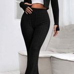 Black Ribbed Knit Women's Pants & Jumpsuit Set Size undefined Photo 2