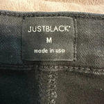 Just Black  Denim Jean Skirt Black Size Medium Cut Off Distressed Mini Photo 4