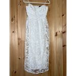 Lulus NWT  Quite Perfect White Floral Embroidered Strapless Midi Dress Bridal L Photo 1