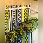 Mud Pie  Envelope Clutch Purse, Navy/White/Yellow, Tassel Fringe Trimmed, Woven Photo 6