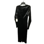 Good American NWT Crushed Velvet Midi Dress SMALL Deep V-Neck Long Sleeve Black Photo 2