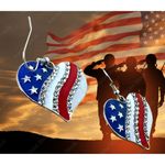 New Patriotic Heart Earrings Rhinestones Dangle Patriotic July 4 Veteran… Red Photo 5