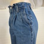 Garage  Paper Bag Mom Denim Jeans High Waist Rise Cotton Raw Hem Pleat size 7 Photo 3