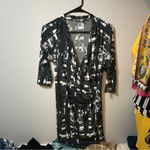 Rachel Roy Grid Graphic Geometric Print Fitted Dress XS Black Photo 1